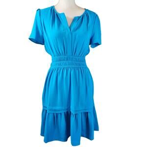 New Tahari Arthur S Levine Dress Blouson Blue small Fit Flare Summer casual